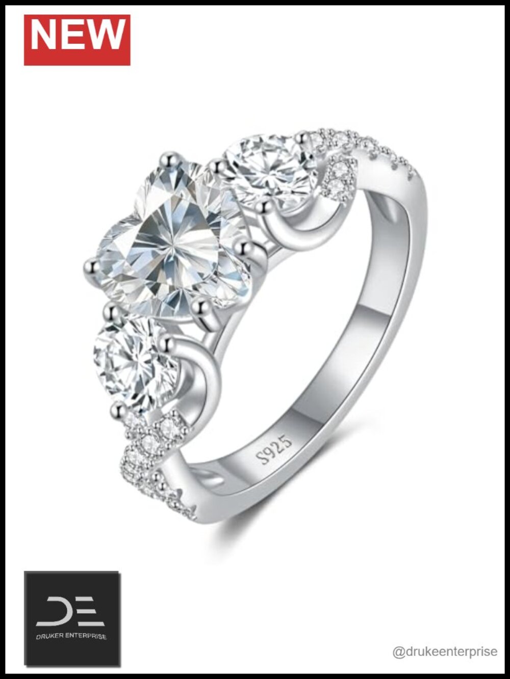 Heart Shaped Moissanite Promise Ring 925 Sterling Silver Gift Ready
